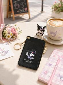 SANRIO 1Pc Card Holder With Keyring, Zipper Coin Pocket & ID Window, Cute Hello Kitty Kuromi Cinnamoroll Card Case For Women - Multicolor - View 4