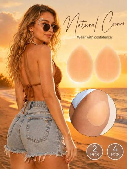 1 Pair Teardrop-Shaped Silicone Invisible Butt Pads, Butt Lift Shaping Pads, Suitable For Jeans, Wedding Dresses, Swimwear, Butt Pads, Butt Hollow Shaping Garments