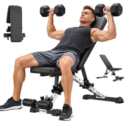 FEIERDUN Adjustable Weight Bench, 1000+ LBS Heavy‑Duty Folding Workout Bench, 2mm Thick Steel Frame Zero‑Gap Sliding Seat Multi‑Angle Incline Decline Flat Exercise Bench For Home Gym