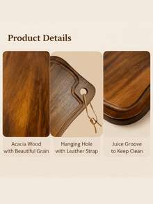 Rosewood Cutting Board, High-Quality Wooden Cutting Board, Cutting Board With Hanging Rope, Chopping Board, Hanging Cutting Board, Cutting Board With Groove For Drainage, Convenient For Daily Use, Suitable For Preparing Fruits, Vegetables, Fish And Meat, Perfect For Restaurant, Picnic, Backyard, Holiday Party And Other Occasions, Kitchen Accessories, Kitchen Supplies, Kitchen Tools, Holiday Gift, Cutting Board, Chopping Board, High-End Texture Suitable For Gifting - View 8