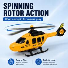 Kids Rescue Helicopter And Pull Back Tow Truck Toy Set, Manual Spinning Rotor Aircraft With Movable Crane Boom, Construction Rescue Vehicle Playset For Boys And Girls Ages 3+ - Rescue Truck + Helicopter - View 5