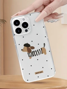 1pc Transparent Polka Dot Sausage Dog Personalized Minimalist Anti-Drop Soft TPU Fashion Phone Case Full Coverage Anti-Fouling Protective Shell Compatible With Apple 18 17 16 15 14 13 12 11 Pro Max Air And Series - Multicolor - View 2