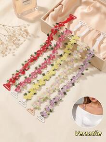 Women's Plus Size Sweet Floral Embroidered Lace Decorated Adjustable Spaghetti Straps, Suitable For Various Occasions - Multicolor - View 1