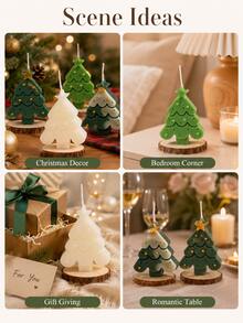 Christmas Tree Shaped Scented Candle, Holiday Christmas Decor Fragrant Candle, Cute Tree-Shaped Candle Ornament, Suitable For Holiday Table, Home Bedroom, Bookshelf Decoration, Creative Christmas Gift - Multi-color - View 4