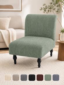 1PC Solid Color Stretch Accent Armless Chair Cover Jacquard Single Sofa Slipcover Detachable Chair Seat Protector Cover For Home Hotel - Multicolor - View 7