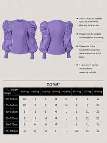 Autumn Back To School Round Neck Slim Fit Petal Sleeve Patchwork Women's Professional Wear Winter - Purple - View 7