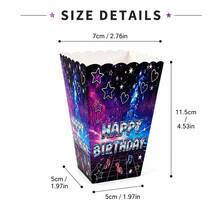 30/60pcs Birthday Popcorn Boxes, Purple Starry Sky Pattern Disposable Paper Candy Snack Boxes, Suitable For Kids, Glowing Music Theme Birthday Party Supplies, Tabletop Decor - Birthday Party Popcorn Boxes - View 5