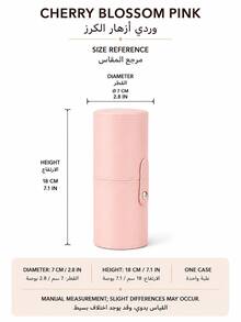1PC Quilted PU Leather Makeup Brush Organizer With Rose Gold Rivets And Snap Strap, Detachable Cylindrical Storage Tube For Vanity, Bathroom Countertop, Travel Or Bag Organization, Beauty Storage, Christmas And Saudi National Day Gift, Daily Use - Pink - View 12