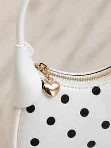 XD Mini Compact Girls Polka Dot Underarm Bag, Cute Crescent Moon With Star Pattern Mini Handbag, Vintage Polka Dot Style, Suitable For Storing Children's Small Items, Underarm And Handheld Dual Modes, Perfect Gift For Valentine's Day And Halloween For Kids - Multicolor - View 3