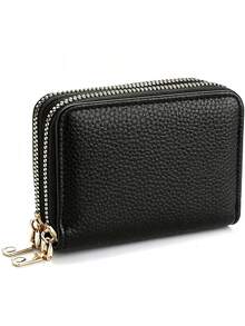 Women Double‑Layer PU Leather Zipper Card Holder, Large Capacity ID & Driver License Purse, Multi‑Slots Portable Card Wallet - Multicolor - View 4