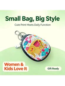 Women Cute Cartoon Key Pouch, Korean Simple Style Compact Mini Large‑Capacity Key Case For Car & Home Keys - Multicolor - View 3