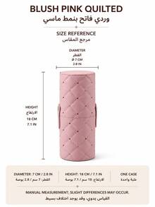 1PC Quilted PU Leather Makeup Brush Organizer With Rose Gold Rivets And Snap Strap, Detachable Cylindrical Storage Tube For Vanity, Bathroom Countertop, Travel Or Bag Organization, Beauty Storage, Christmas And Saudi National Day Gift, Daily Use - Pink - View 14