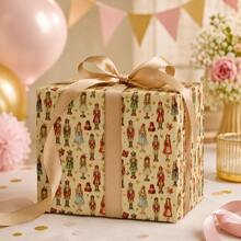1 Roll 43*500cm Decorative Kraft Gift Wrapping Paper, Retro Red‑Green Buffalo Plaid With Golden Snowflake Print, Roll‑Shaped Holiday Wrapper For Christmas Party Gift Decoration - Roll - View 2
