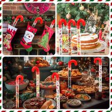 6/10/12/20pcs Large Christmas Candy Tubes, 9.8 Inches (Approx. 24.9cm) Plastic Candy Containers, Transparent Empty Candy Tubes With Red Decoration, Christmas Party Supplies, Red Fill, Holiday Fill, Candy Cane Shape, Suitable For Christmas Party - E-Red - View 7
