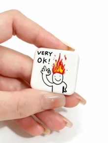 Funny Square Pin Badge, Button Brooch, Clothes Accessories, Bag Accessories, Office Decor And Accessories, Interesting Gifts For Friends - Square - View 2