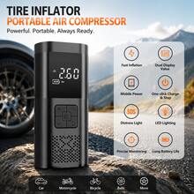 Pompa Udara Portabel 7.4V/DC12V dengan Pengukur Tekanan Digital, Baterai 2000mAh Terintegrasi, Versi Terbaru dengan Tas Penyimpanan + Fungsi Power Bank, Cocok untuk Mobil, Sepeda Motor, Sepeda, dan Bola Olahraga - Model nirkabel - View 2