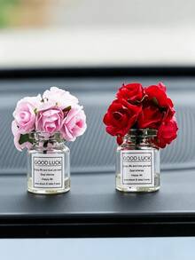 Exquisite Craftsmanship Mini Rose Car Interior Ornament - Pink Rose Car Dashboard Decoration - A - View 9