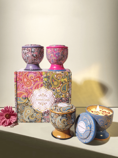 1/4pcs Natural Soy Wax Scented Candles, Single Box Or 4-Piece Gift Set Available, 8 Fragrance Options, Reusable Elegant Metal Cups, Suitable For Holiday Decor And Gifts, Long-Lasting Aroma