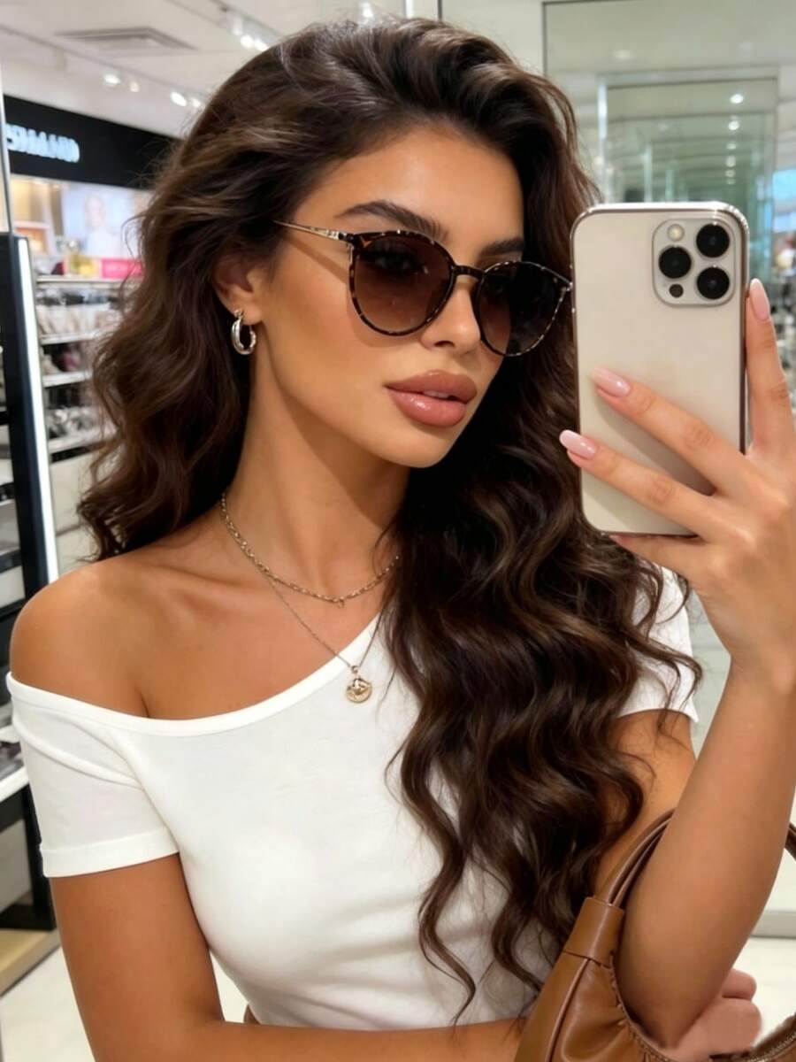Fashion Vintage Tortoise Shell Glasses - Brown - View 1