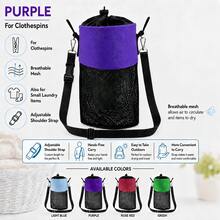 1-2pcs Mesh Clothespin Bag With Drawstring Closure, Hanging Clothes Peg Holder With Strap And Metal Hooks, Wide Mouth Laundry Storage Organizer - Multicolor - View 20
