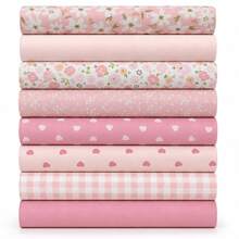 8pcs Pink Floral Printed Fabric Set 25*25/50*50cm Vintage Floral Print Thick 1/4 Pink Flower Quilted Patchwork Square Sewing Fabric For DIY Handmade Crafts Home Party Decor - Variant - View 11
