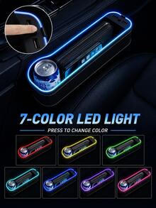 XF.Meraki LED Car Seat Gap Filler Storage Box, Center Console Side Storage Box, Women's Car Accessories, Seat Gap Cup Holder RGB Color Changing Storage, Front Seat Gap Filler With USB Charging, Car Accessories - A - View 4