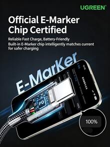 UGREEN L507 Retractable Spring Car Charging Cable PD100W Dual-Head Type-C Data Cable Compatible With CarPlay, Huawei, Honor, Xiaomi, Apple 17/16/15 Tablets - View 4