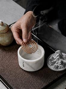 1件白色大理石紋山形香爐，禪意香圈架，煙山桌面裝飾，適合冥想與放鬆 - 彩色 - 查看 6