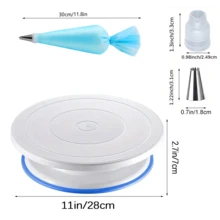 22pcs Cake Decorating Tools, Includes 11-Inch Cake Turntable, 2pcs 12-Inch Piping Bags, 12pcs Piping Tips, 2pcs Couplers And Other Piping Tools, Suitable For Home Baking, Buttercream Frosting DIY - View 3