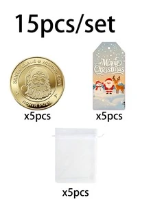 30/15pcs Vintage Style Santa Claus Wishing Coin Party Gift Pack, Christmas Commemorative Metal Coin, Religious Theme, Round Collectible Gift With North Pole & Holiday Design - Santa Claus Commemorative Coin Set - View 8