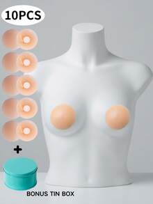 10/20 Pieces + Box Set | Thin, Breathable, Invisible, Seamless, Push-Up Silicone Nipple Covers For Summer, Perfect For Young Women. - Multicolor - View 1