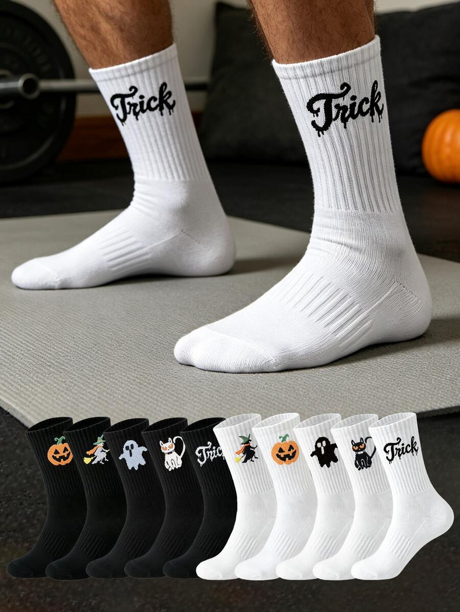 1/5/10 Pairs Unisex Halloween Socks, Comfortable Casual Home Socks, Fitness Sports Socks - Multicolor - View 1