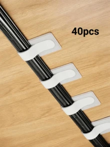 20pcs Reusable White Self-Adhesive Nylon Cable Clips, Strong Adhesive Backing Cable Management Straps, Suitable For Home, Office, Car, Workshop Wire Organization And Cable Management, Keep Cables Neat And Organized - Storage - View 9