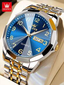OLEVS 9970 Man Watch Fashion Rhombus Mirror Digital Dial Auto Date Week Waterproof Luminous Original Luxury Quartz Watch For Men - One Size Fits All - View 15