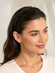 1pc Random Color Women's Woven Serrated Headband, Non-Slip Comb Teeth Hair Hoop, Suitable For Hairstyling, Face Washing, Makeup, Skincare And Daily Styling - Random - View 3