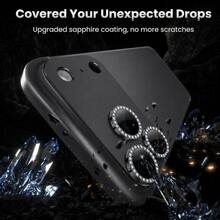 CASECOPS HD Camera Screen Tempered Glass Protector, Compatible With IPhone 18 Pro Max/18 Pro, 9H Hardness, Matte Metallic Texture, Ultra-Thin Glass, Diamond Decoration, Scratch-Resistant, Easy Installation, Anti-Glare, 3D Stereo, Full Screen Coverage Camera Protection, Compatible With Phone Cases - Graphite Gray - View 4