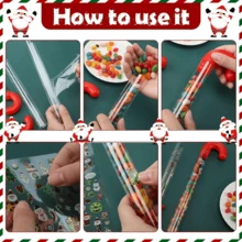 6/10/12/20pcs Large Christmas Candy Tubes, 9.8 Inches (Approx. 24.9cm) Plastic Candy Containers, Transparent Empty Candy Tubes With Red Decoration, Christmas Party Supplies, Red Fill, Holiday Fill, Candy Cane Shape, Suitable For Christmas Party - E-Red - View 9