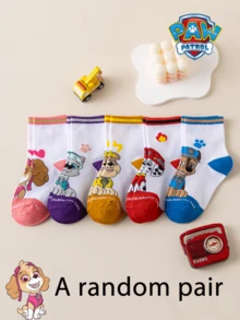 1/5/10 Pairs Paw Patrol Colorful Contrast Stripe Kids Socks, Simple Puppy Design, Winter Mid-Calf Socks, Fun Christmas Children's Socks - Multicolor - View 19