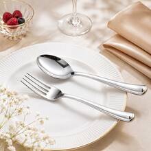10/25/50pcs Silver High-Quality Tableware, Perfect For Dinner Parties And Events: Birthday, Carnival, Ramadan/Wedding, Holiday Tableware, Event Dining Utensils, Decorative Tableware Valentine's Day Decor, Easter Decor, Lightweight Tableware, Smooth Surface - Silver - View 8