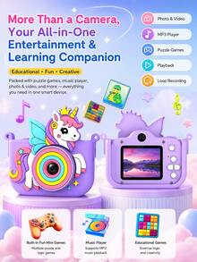 YAIUZGOO Kamera Digital Unicorn dengan Kamera Depan & Belakang Ganda, Foto HD 48MP, Video 1080P, Autofokus AF, Layar Besar, Kamera Kompak Portabel untuk Selfie, Perjalanan, Fotografi & Momen Sehari-hari - View 7