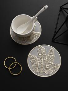 6-24pcs Champagne Gold PVC Hollow Placemats, Round Carved Coasters, Luxury Table Decor, Coffee Cup Heat Insulation Mats, Tabletop Photography Props, Home Dining Table Scratch-Resistant Protective Mats, Wedding Table Decor, Luxury Home Dining Table Decoration Mats - Multicolor - View 5