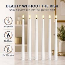 Flameless Flickering Taper Candles With Remote Control Timer, Battery Operated (Batteries Not Included), Long-Lasting, Perfect For Party And Creative Craft Decoration, Suitable For Party, Wedding, Holiday And Home Decor - Multicolor - View 7