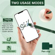 30pcs Dark Green Touch Screen Stylus Ballpoint Pens, Includes 5 Pen Holders, Retractable Metal Clip Dual-Use Writing Pens, Office Nurse School Portable Stationery Gift Set - 30 Pens, 5 Pen Clips - View 4