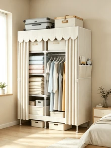 1pc Large‑Capacity Simple Portable Wardrobe‑Equipped With Non‑Woven Fabric Cover, Easy To Install, Space‑Saving, Large Storage Capacity,Stable Structure,Floor‑Standing Clothes Storage Rack,Suitable For Bedrooms,Living Rooms,Dormitories And Apartments - Multiple Specifications - View 4