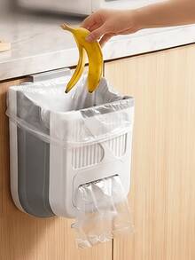 Folding Hanging Kitchen Waste Trash Can With Food Scraps Compost Bin Wall-Mounted For Cabinet Doors Bathrooms Toilets Cars RVs Campers Compact Storage Solutions - Multicolor - View 3