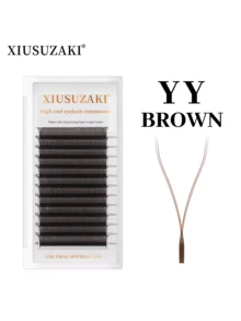XIUSUZAKI 12 hàng lông mi giả YY 0.07mm nhiều màu hỗn hợp nâu, tím, xanh dương và nhiều màu khác, lông mi 8-15mm tự nhiên dạng cụm làm sẵn, phù hợp cho cosplay và nối mi - D - Xem 4