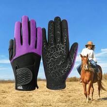 1 par de guantes de equitación profesionales de alta calidad unisex, antideslizantes y transpirables, adecuados para entrenamiento y competición, diseño táctil, equipo de equitación duradero, guantes de golf de alto agarre, adecuados para todas las estaciones, equipo de equitación profesional diario, diseño de malla transpirable, adecuados para uso prolongado sin sudar - Ver 5