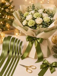 Cuộn ruy băng satin màu xanh ô liu 25 yard - ruy băng vải lụa mịn chất lượng cao với nhiều kích thước, hoàn hảo để làm nơ, phụ kiện tóc DIY, nơ ruy băng, gói quà sinh nhật, trang trí đám cưới, trang trí cây thông Noel và đồ thủ công - Ruy băng màu xanh ô liu - Xem 9