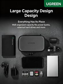 UGREEN LP128 Portable Storage Case For Cables, Chargers, USB Drives, Card Readers, And Memory Cards, Compact Travel Bluetooth Earphone Bag, Digital Organizer Bag - Black - View 6