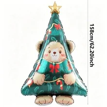 1pc 158cm Extra Large Christmas Tree Shaped Bear Head Cute Design Christmas Party Decoration Aluminum Foil Balloon - View 3